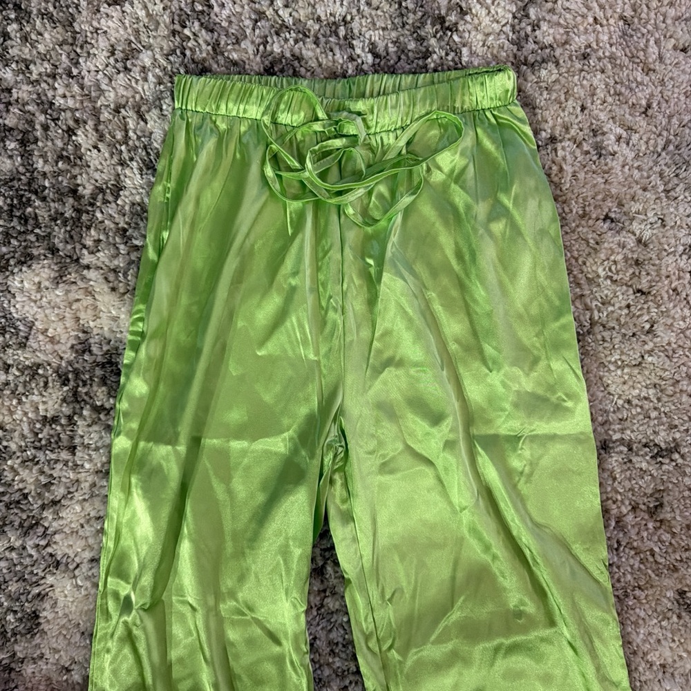 Princess Polly Lime Satin Pants